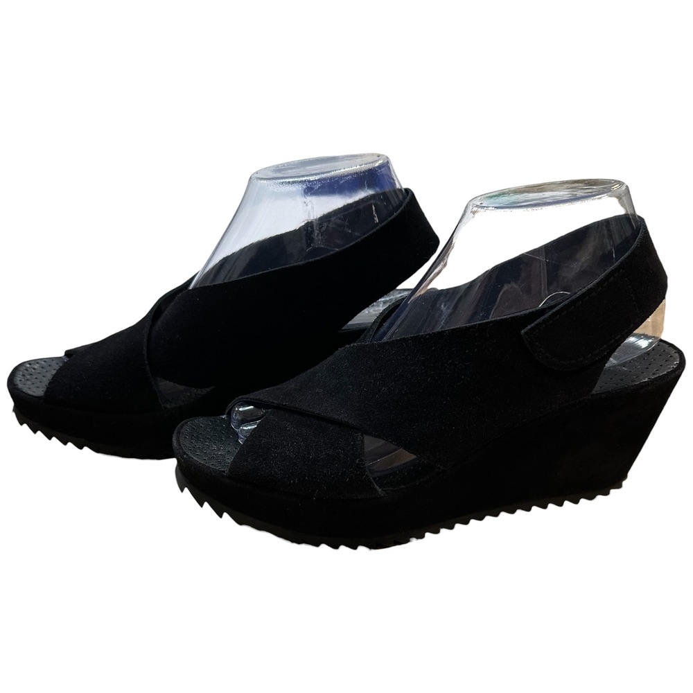 Pedro Garcia Federica Black Suede Criss-Cross Platform Sandals Spain 38.5/8.5 - Picture 4 of 10